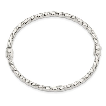 Sterling Silver Polished Twisted Hinged Bangle — alternate view