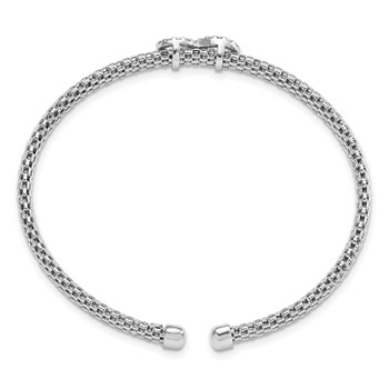 Sterling Silver Rhodium-plated Polished CZ Infinity Flexible Cuff Bangle — alternate view