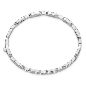 Sterling Silver Rhodium-plated CZ Hinged Bangle — alternate view