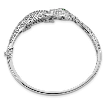 Sterling Silver Rhodium-plated Polished CZ Alligator Hinged Bangle — alternate view