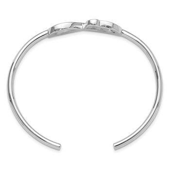 Sterling Silver Rhodium-plated Heart Infinity Symbol Cuff Bangle — alternate view
