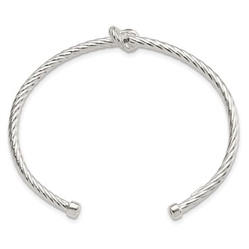 Sterling Silver Twisted Knot Cuff Bangle — alternate view