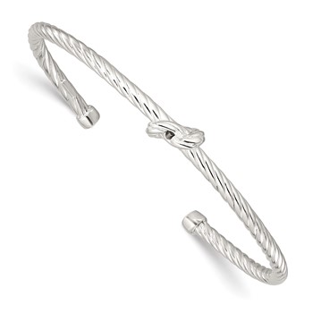 Sterling Silver Twisted Knot Cuff Bangle