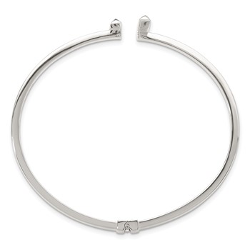 Sterling Silver Polished Bars Hinged Cuff Bangle Bracelet — alternate view