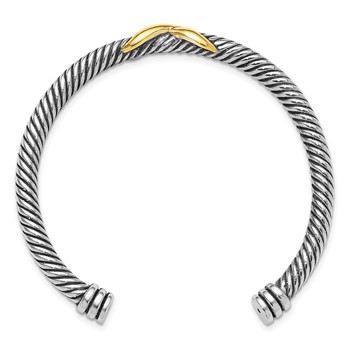 Sterling Silver Antiqued and Gold-tone Infinity Cuff Bangle — alternate view