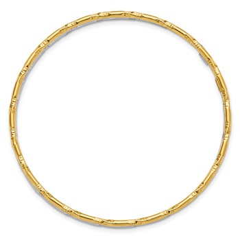 Sterling Silver Rhodium-plated Gold-tone Diamond-cut Set of 2 Bangles — alternate view