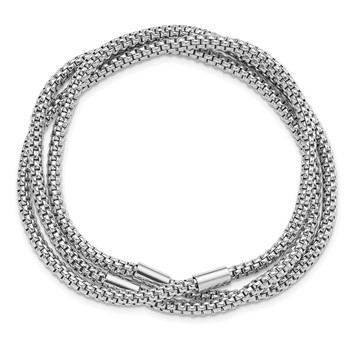 Sterling Silver Rhodium-plated 3 Intertwined Stretch Mesh Bracelets — alternate view