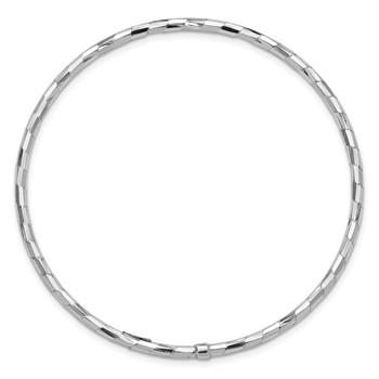 Sterling Silver Rhodium-plated Polished & Diamond-cut Slip On Bangle — alternate view