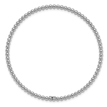 Sterling Silver Rhodium-plated Polished Beaded Slip-On Bangle — alternate view