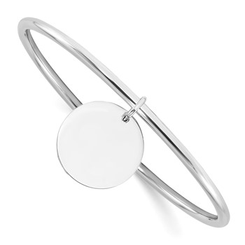 Sterling Silver Rhodium-plated w/Disc Dangle Slip on Bangle