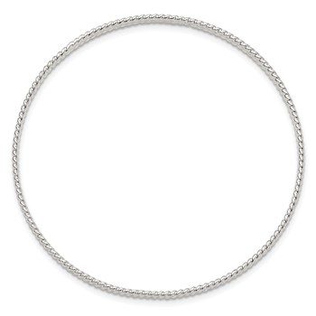 Sterling Silver Polished Textured Slip-on Bangle Bracelet — alternate view