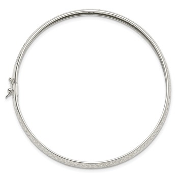 Sterling Silver Polished and D/C Flexible Bangle — alternate view
