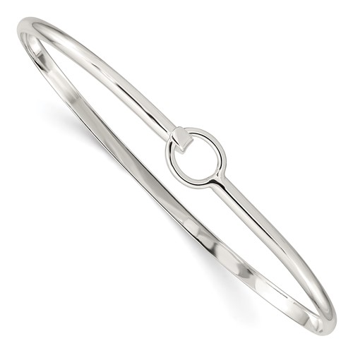 Sterling Silver Oval with Hook Closure Bangle Bracelet