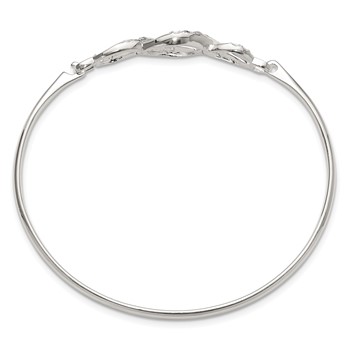 Sterling Silver Polished CZ Fancy Hook Bangle Bracelet — alternate view