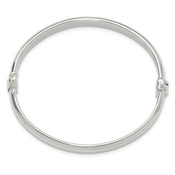 Sterling Silver Polished Textured Hinged Bangle Bracelet — alternate view