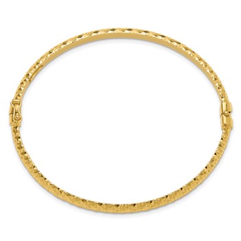 Sterling Silver Polished Gold-tone Textured Hinged Bangle Bracelet — alternate view