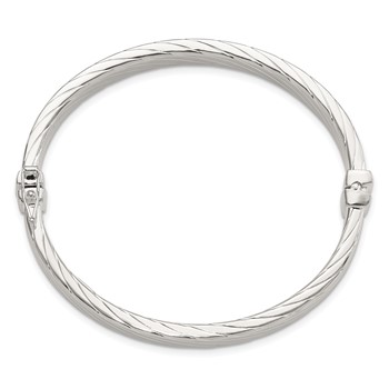 Sterling Silver Striped 7mm Hinged Bangle — alternate view