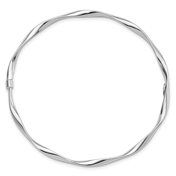 Sterling Silver Rhodium-plated Polished Twisted Slip On Bangle — alternate view