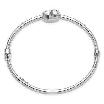 Sterling Silver Rhodium-plated Polished Heart Hinged Bangle — alternate view