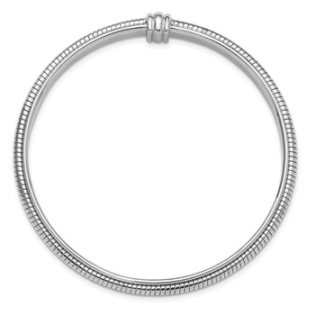 Sterling Silver Rhodium-plated Polished and Textured Slip-on Bangle Bracele — alternate view