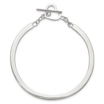 Sterling Silver Polished Heart Toggle Clasp Bangle Bracelet — alternate view