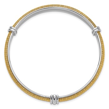 Sterling Silver Rh-plated and Gold-tone Textured Slip-on Bangle Bracelet — alternate view