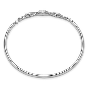 Sterling Silver Rhodium-plated Polished CZ Hook Closure Bangle Bracelet — alternate view