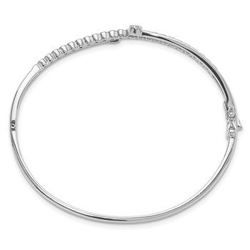 Sterling Silver Rhodium-plated Polished CZ Hinged Bangle Bracelet — alternate view