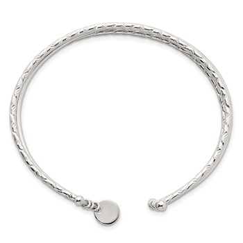 Sterling Silver Polished and Textured Triple Band Cuff Bangle Bracelet — alternate view