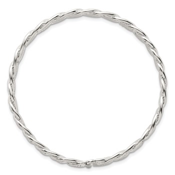 Sterling Silver Polished Twisted and Woven Flexible Bangle — alternate view