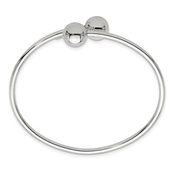 Sterling Silver Polished Ball Ends Flexible Cuff Bangle — alternate view
