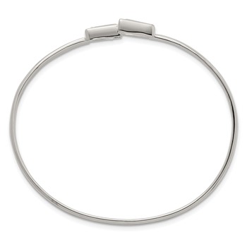 Sterling Silver Polished Tapered Baguette CZ Cuff Bangle — alternate view