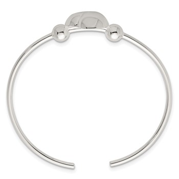 Sterling Silver Polished and Beaded Domed Heart Cuff Bangle — alternate view