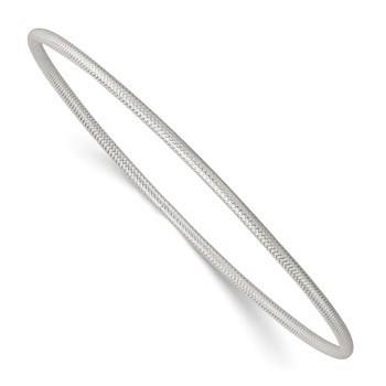 Sterling Silver Polished and Textured 2.00mm Slip-on Bangle Bracelet