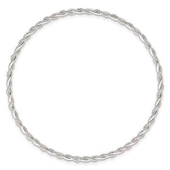 Sterling Silver Polished and Twisted 2.5mm Slip-on Bangle Bracelet — alternate view