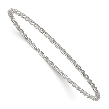 Sterling Silver Polished and Twisted 2.5mm Slip-on Bangle Bracelet