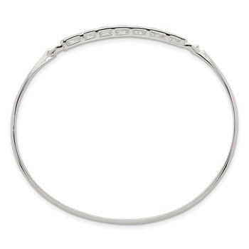 Sterling Silver Polished Square CZ Bar Bangle — alternate view