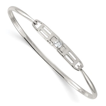 Sterling Silver Polished Fancy CZ Bangle
