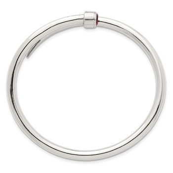 Sterling Silver Polished Red CZ Slip On Expandable Bangle — alternate view