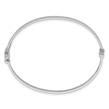 Sterling Silver Rhodium-plated Polished Textured Greek Key 4.00mm Hinged Bangle — alternate view