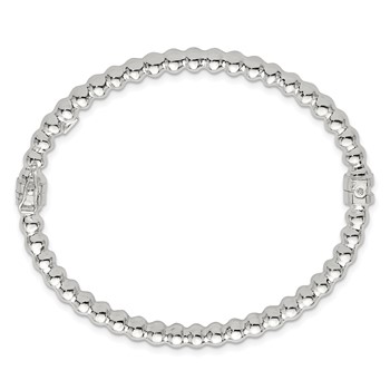 Sterling Silver Polished Beaded Design 5.00mm Hinged Bangle — alternate view