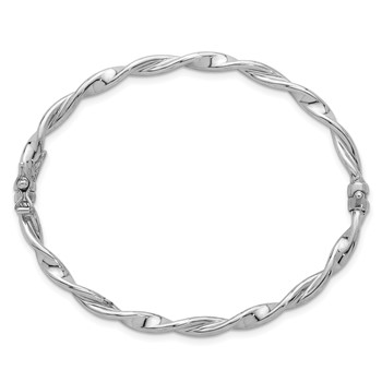 Sterling Silver Rhodium-plated Polished Twisted 4.00mm Hinged Bangle — alternate view