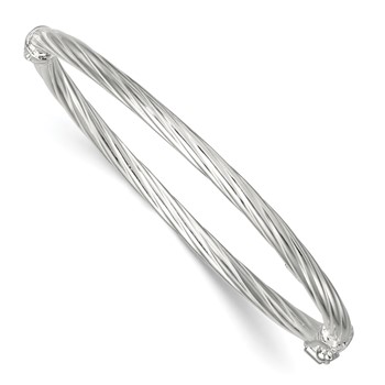 Sterling Silver Polished Twisted and Textured 3.00mm Hinged Baby Bangle