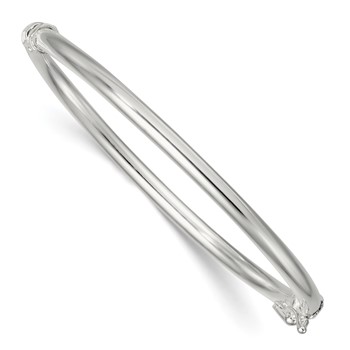 Sterling Silver Polished 3.00mm Hinged Baby Bangle