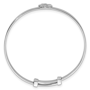 Sterling Silver Rhodium-plated Polished Blue CZ Flower Childrens Expandable Bangle — alternate view