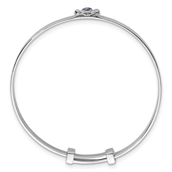 Sterling Silver Rhodium-plated Polished Pink And Purple CZ Butterfly Childrens Expandable Bangle — alternate view
