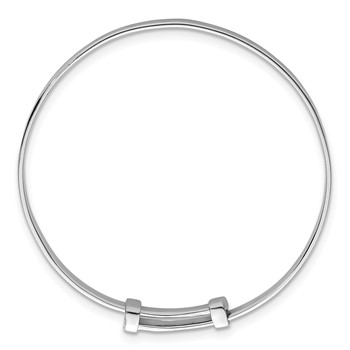 Sterling Silver Rhodium-plated Polished Etched Heart Pattern Childrens Expandable Bangle — alternate view