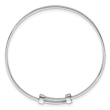 Sterling Silver Rhodium-plated Polished Etched Floral Pattern Childrens Expandable Bangle — alternate view