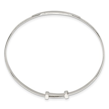 Sterling Silver Polished Claddagh Childrens Expandable Slip-on ID Bangle — alternate view