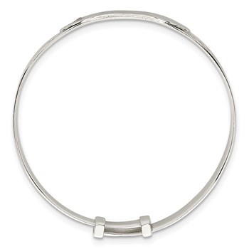 Sterling Silver Polished White CZ Claddagh Expandable Slip-on Baby ID Bangle — alternate view